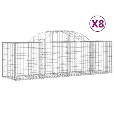 vidaXL 8 db íves horganyzott vas gabion kosár 200x50x60/80 cm