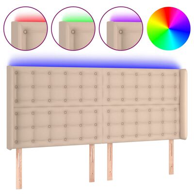 vidaXL cappuccino műbőr LED-es fejtámla 203x16x118/128 cm