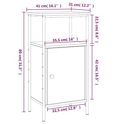 vidaXL 2 db sonoma tölgy színű szerelt fa éjjeliszekrény 41x31x80 cm