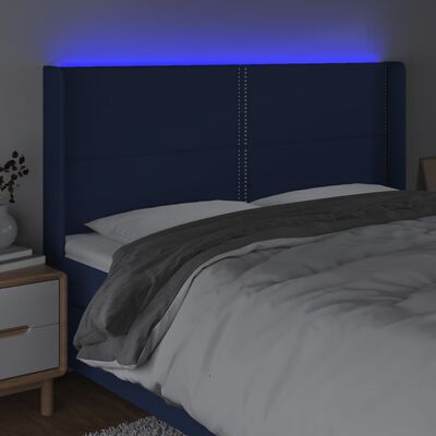 vidaXL kék szövet LED-es fejtámla 183x16x118/128 cm