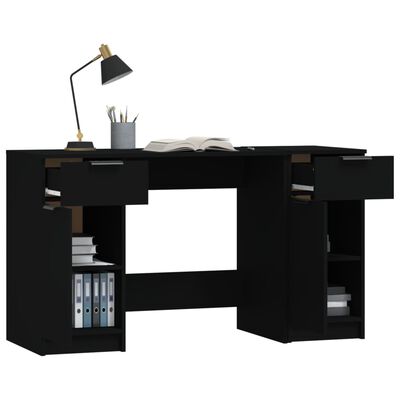 vidaXL fekete szerelt fa íróasztal szekrénnyel