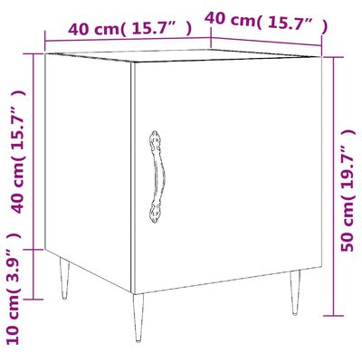 vidaXL 2 db fekete szerelt fa éjjeliszekrény 40 x 40 x 50 cm