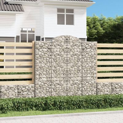 vidaXL 8 db íves horganyzott vas gabion kosár 200x30x200/220 cm