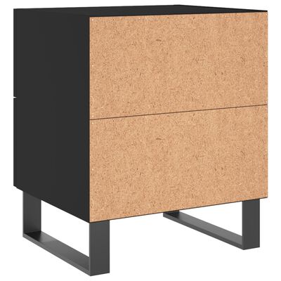 vidaXL 2 db fekete szerelt fa és vas éjjeliszekrény 40 x 35 x 47,5 cm