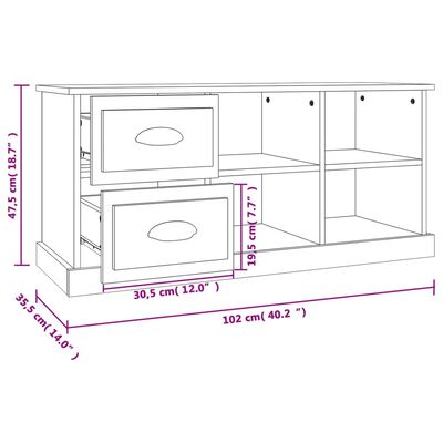 vidaXL magasfényű fehér szerelt fa TV-szekrény 102 x 35,5 x 47,5 cm