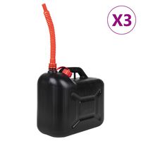 vidaXL 3 db fekete műanyag üzemanyagkanna rugalmas kifolyóval 20 L