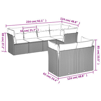 vidaXL 7 részes barna polyrattan kerti ülőgarnitúra párnákkal