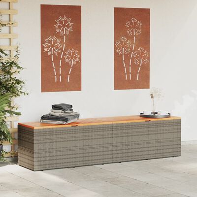 vidaXL szürke polyrattan és akácfa kerti tárolóláda 220 x 50 x 54 cm