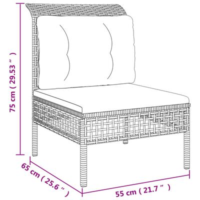 vidaXL 7 részes szürke polyrattan kerti ülőgarnitúra párnákkal