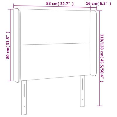 vidaXL sötétkék bársony fejtámla szárnyakkal 83x16x118/128 cm