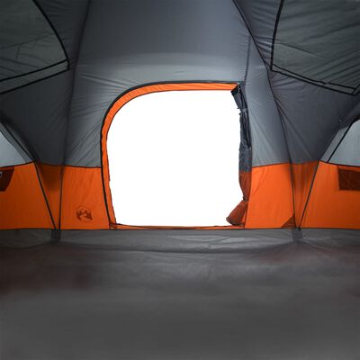 vidaXL 11 személyes szürke/narancssárga vízálló kupolás családi sátor