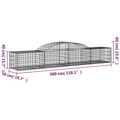 vidaXL 6 db íves horganyzott vas gabion kosár 300x50x40/60 cm