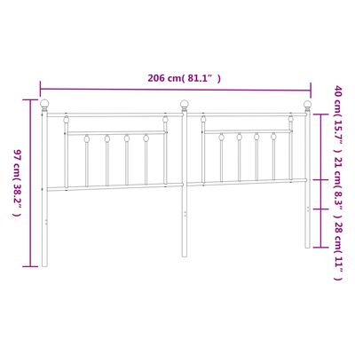 vidaXL fekete fém fejtámla 200 cm