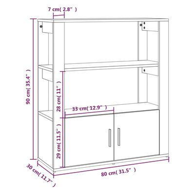 vidaXL sonoma tölgy színű szerelt fa tálalóasztal 80 x 30 x 90 cm