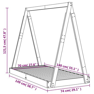 vidaXL fehér tömör fenyőfa gyerekágykeret 70 x 140 cm