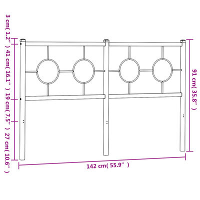 vidaXL fekete fém fejtámla 135 cm