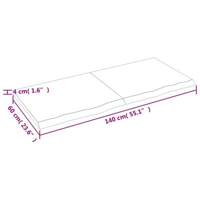 vidaXL kezeletlen tömör tölgyfa asztallap 140x60x(2-4) cm