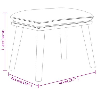 vidaXL sötétszürke bársony lábzsámoly 45x29,5x35 cm