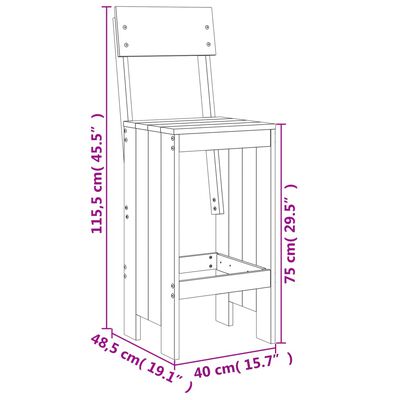 vidaXL 2 db tömör fenyőfa ülőke 40x48,5x115,5 cm