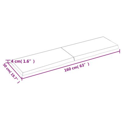 vidaXL kezeletlen tömör tölgyfa asztallap 160x50x(2-4) cm