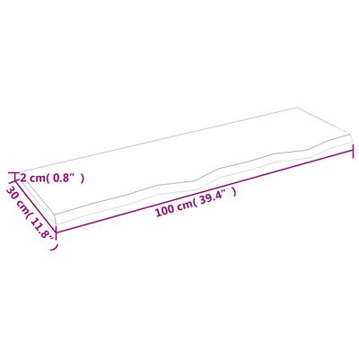 vidaXL világosbarna kezelt tömör fa fürdőszobai pult 100x30x2 cm