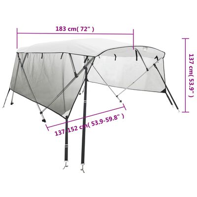 vidaXL háromágú bimini tető hálós oldalfalakkal 183x(137-152)x137 cm