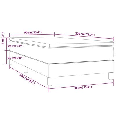 vidaXL kék szövet rugós ágy matraccal 90 x 200 cm