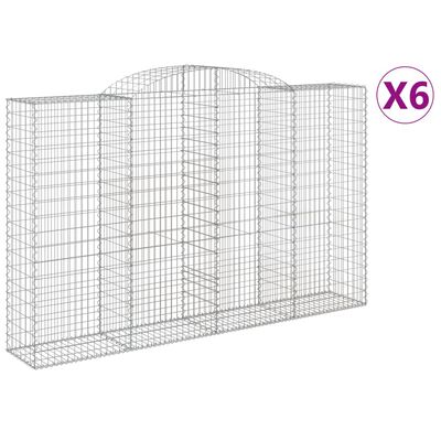 vidaXL 6 db íves horganyzott vas gabion kosár 300x50x180/200 cm