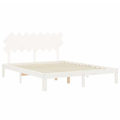 vidaXL fehér tömör fa ágykeret fejtámlával 160 x 200 cm