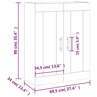 vidaXL fekete fali szekrény 69,5 x 34 x 90 cm