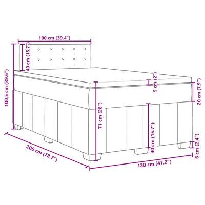 vidaXL világosszürke szövet rugós ágy matraccal 120 x 200 cm