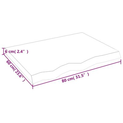 vidaXL kezeletlen tömör tölgyfa asztallap 80x60x(2-6) cm