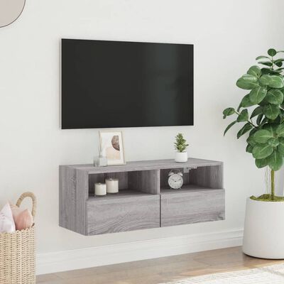 vidaXL szürke sonoma színű szerelt fa fali TV-szekrény 80 x 30 x 30 cm