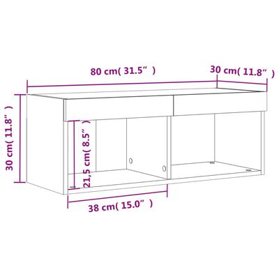 vidaXL szürke sonoma színű TV-szekrény LED-világítással 80x30x30 cm