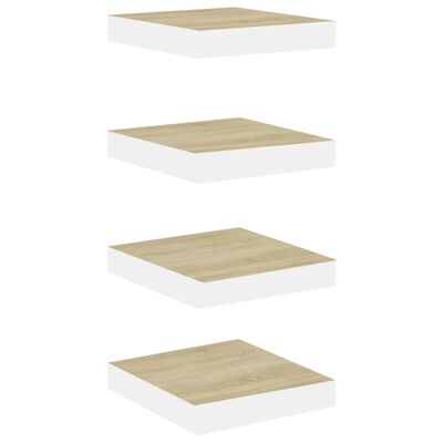 vidaXL 4 db tölgyszínű és fehér MDF lebegő fali polc 23x23,5x3,8 cm