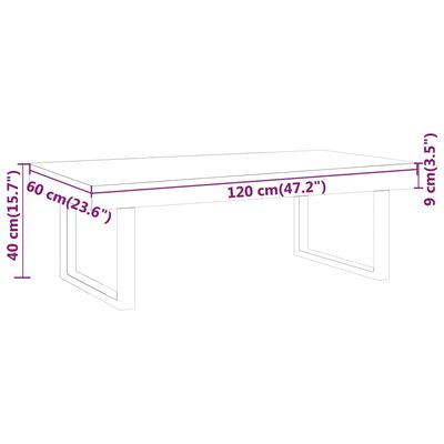 vidaXL sötétbarna és fekete MDF és vas dohányzóasztal 120x60x40 cm