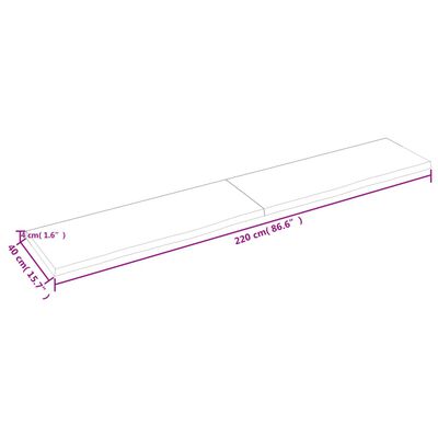 vidaXL sötétbarna kezelt tömör fa fürdőszobai pult 220x40x(2-4) cm