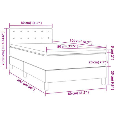 vidaXL fekete műbőr rugós ágy matraccal és LED-del 80 x 200 cm