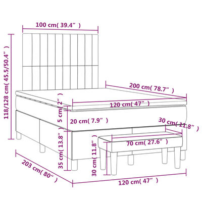 vidaXL világosszürke szövet rugós ágy matraccal 120 x 200 cm