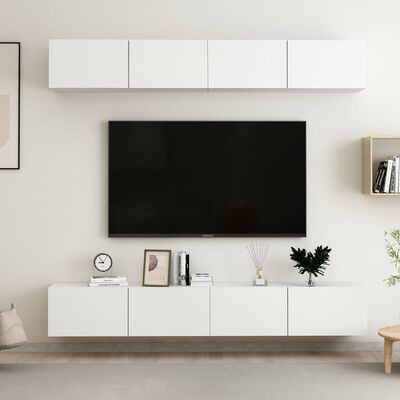 vidaXL 4 db fehér szerelt fa TV-szekrény 100 x 30 x 30 cm