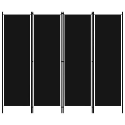 vidaXL fekete 4 paneles paraván 200 x 180 cm