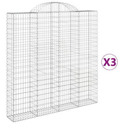 vidaXL 3 db íves horganyzott vas gabion kosár 200 x 30 x 200/220 cm