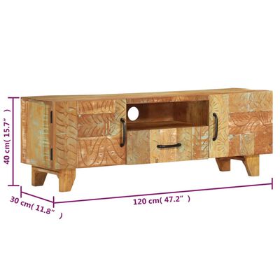 vidaXL tömör újrahasznosított faragott fa TV-szekrény 120x30x40 cm