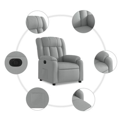 vidaXL világosszürke szövet elektromos dönthető fotel