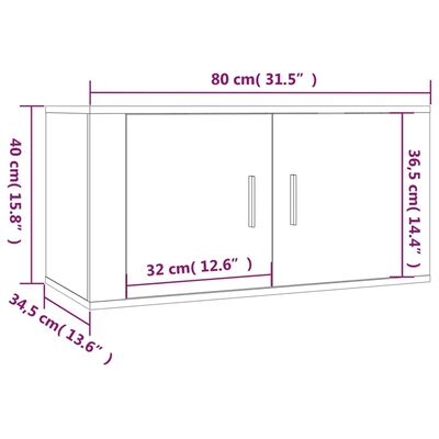 vidaXL 2 db barna tölgy színű fali TV-szekrény 80 x 34,5 x 40cm