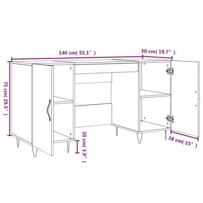 vidaXL barna tölgyszínű szerelt fa íróasztal 140 x 50 x 75 cm