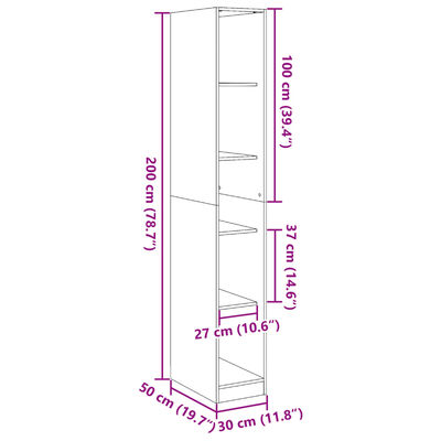 vidaXL betonszürke szerelt fa ruhásszekrény 30 x 50 x 200 cm