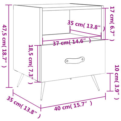 vidaXL 2 db betonszürke szerelt fa éjjeliszekrény 40 x 35 x 47,5 cm