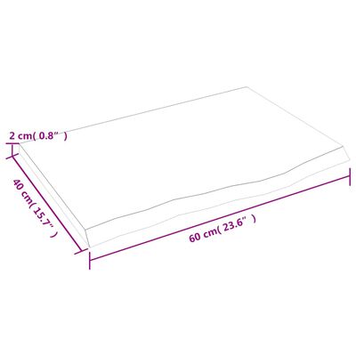 vidaXL világosbarna kezelt tömör fa fürdőszobai pult 60x40x2 cm