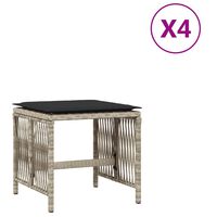 vidaXL 4db világosszürke polyrattan kerti szék párnával 41 x 41 x 36cm